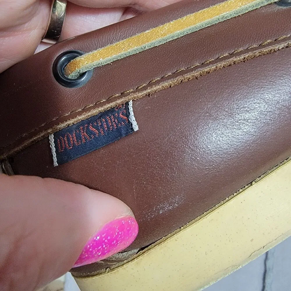 VTG Sebago Docksides Boat Shoes  Brown Leather Loafers Womens  10 M Made In USA